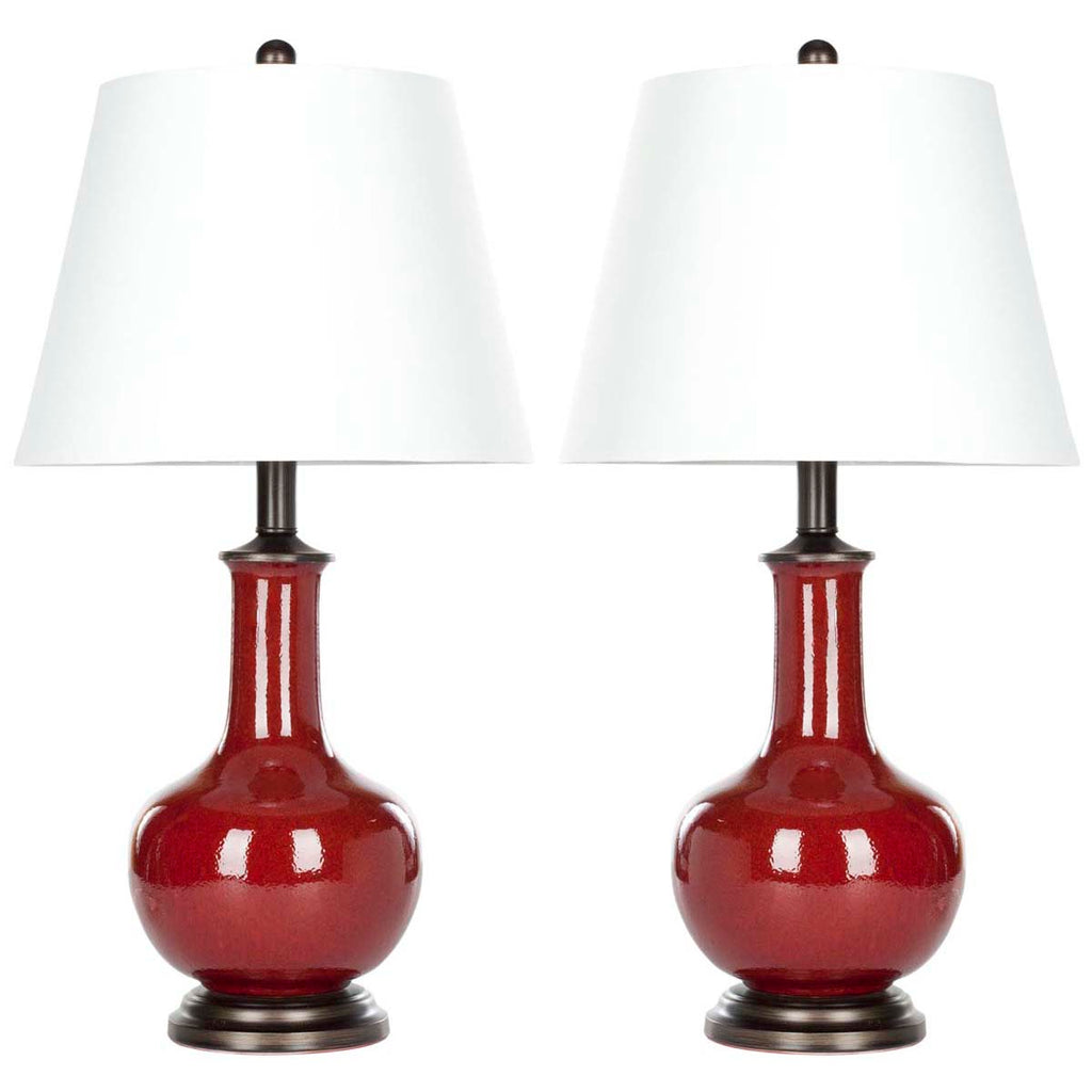 Safavieh Carolanne 23.5 Inch H Table Lamp-Red (Set of 2)