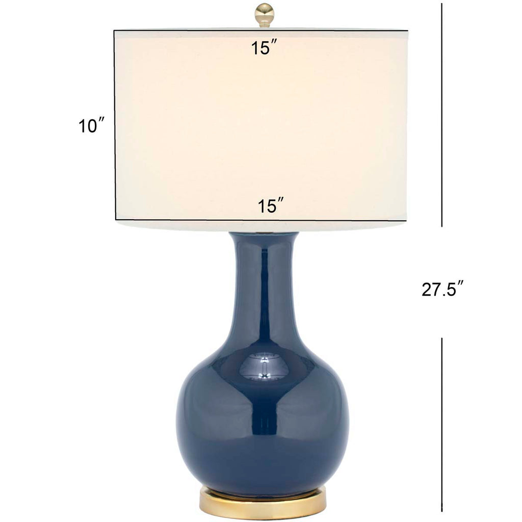 Safavieh Navy 27.5 Inch H Blue Ceramic Paris Lamp-Navy