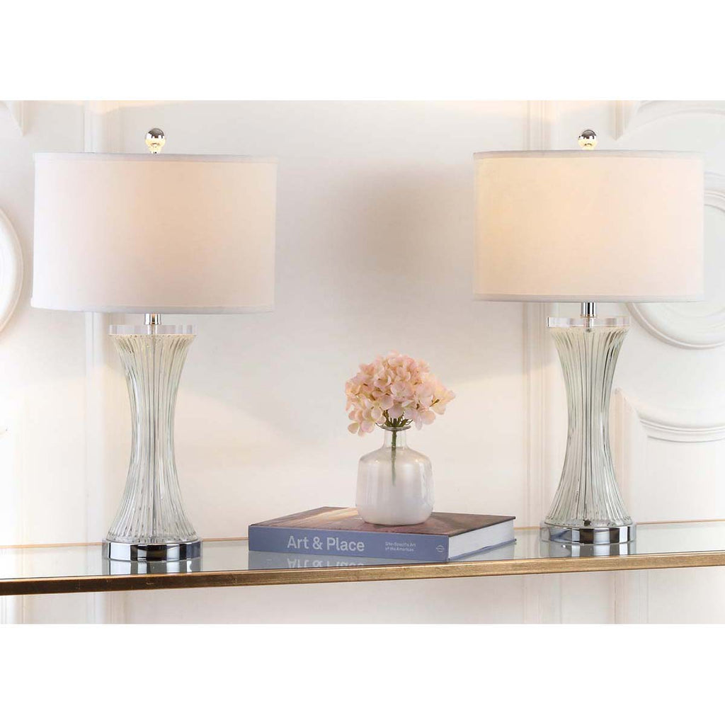 Safavieh Zelda 25 Inch H Glass Table Lamp-Clear (Set of 2)