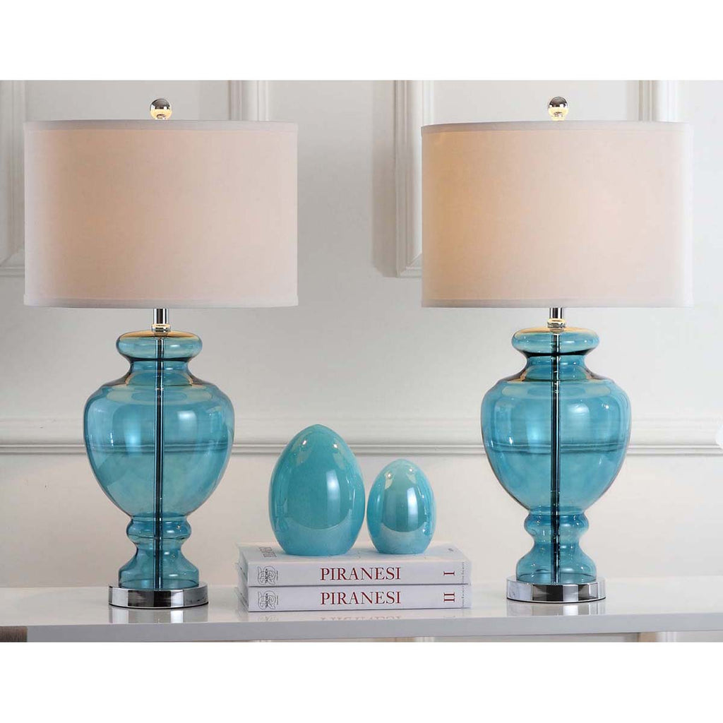 Safavieh Morocco 27 Inch H Blue Glass Table Lamp-Morocco Blue (Set of 2)