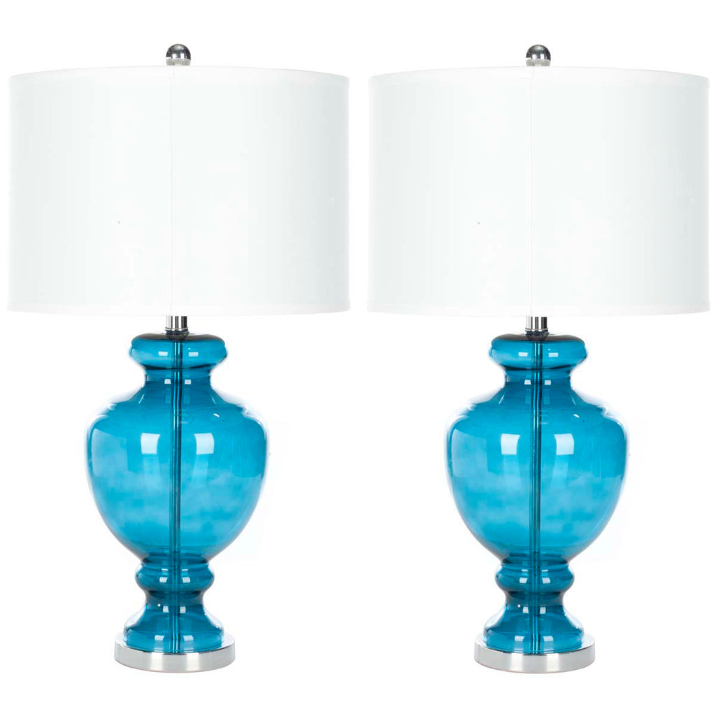 Safavieh Morocco 27 Inch H Blue Glass Table Lamp-Morocco Blue (Set of 2)