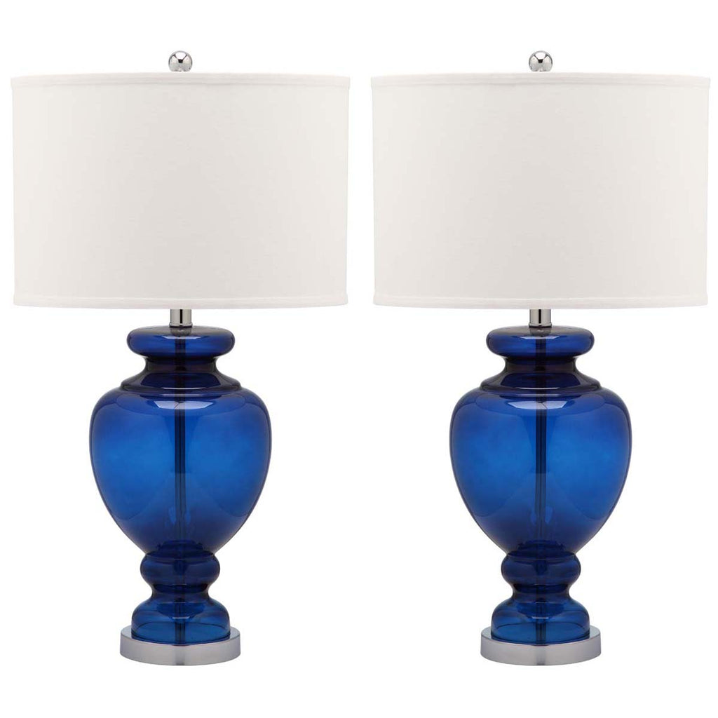 Safavieh Morocco Navy 27 Inch H Glass Table Lamp-Navy (Set of 2)