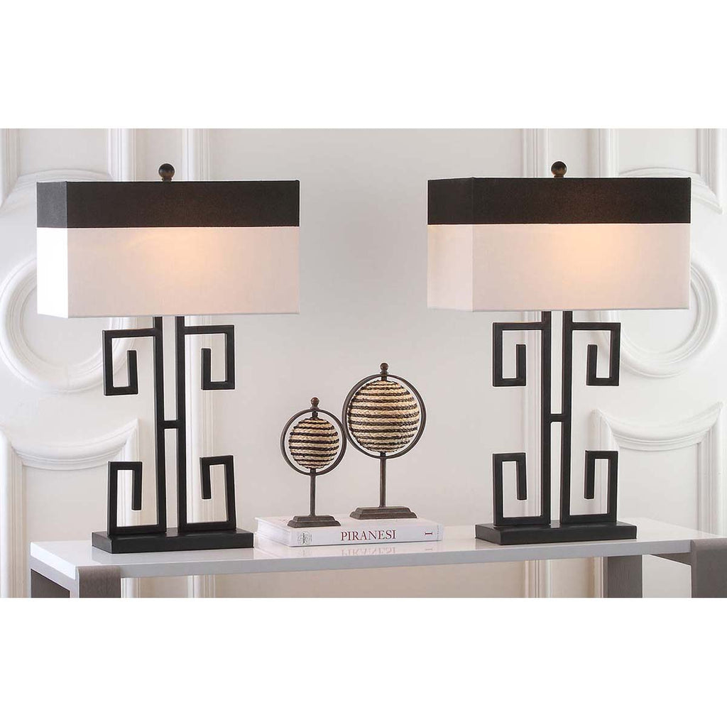 Safavieh Greek 28 Inch H Key Table Lamp-Black (Set of 2)