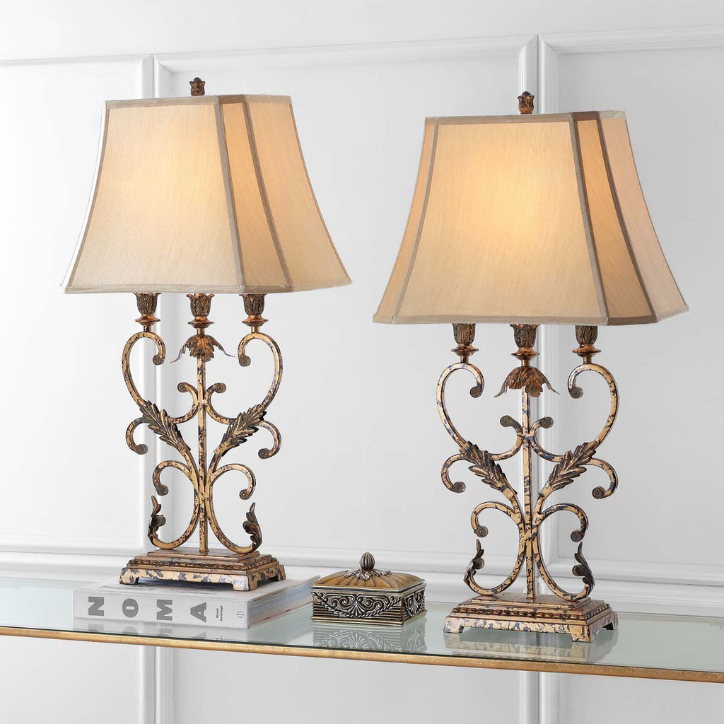 Safavieh Lucia 32.5 Inch H Table Lamp-Gold (Set of 2)