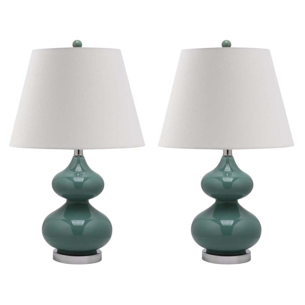 Safavieh Eva 24 Inch H Double Gourd Glass Lamp-Marine Blue (Set of 2)