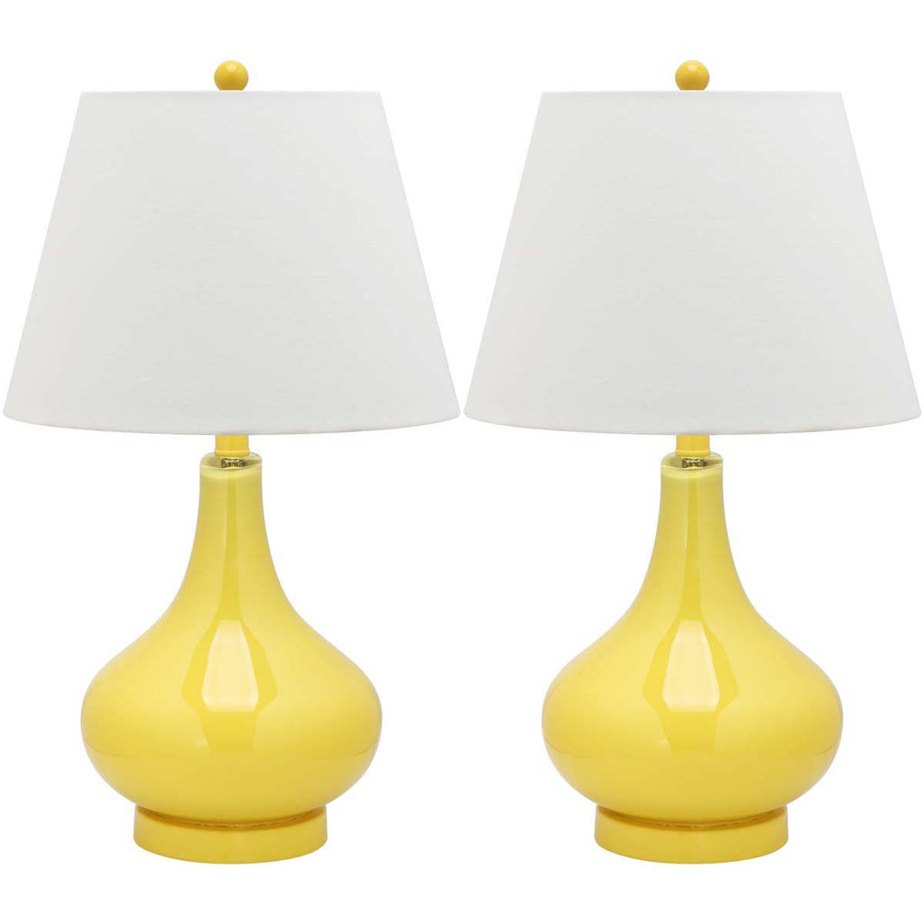 Safavieh Amy 24 Inch H Gourd Glass Lamp - Yellow (Set of 2)