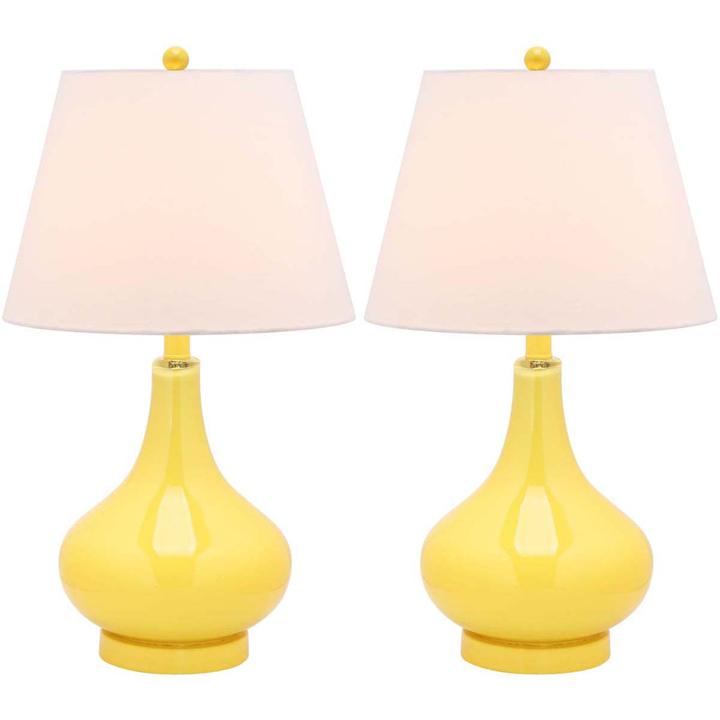 Safavieh Amy 24 Inch H Gourd Glass Lamp - Yellow (Set of 2)