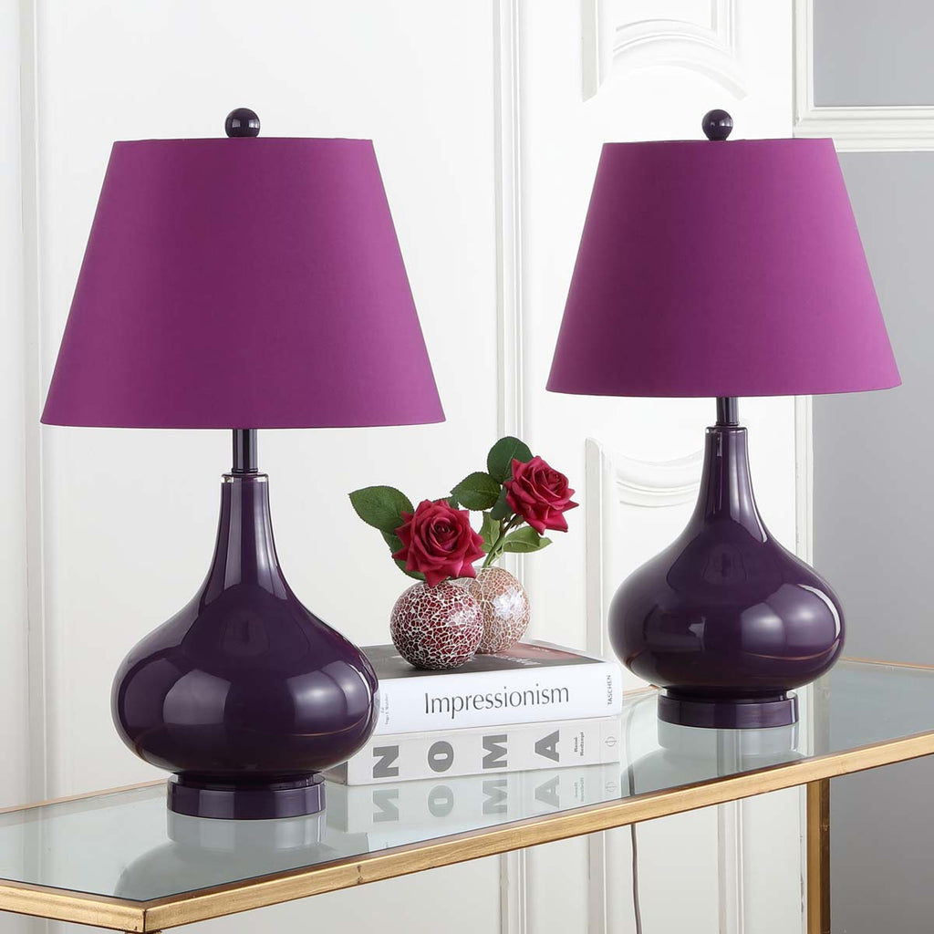 Safavieh Amy 24 Inch H Gourd Glass Lamp-Dark Purple (Set of 2)