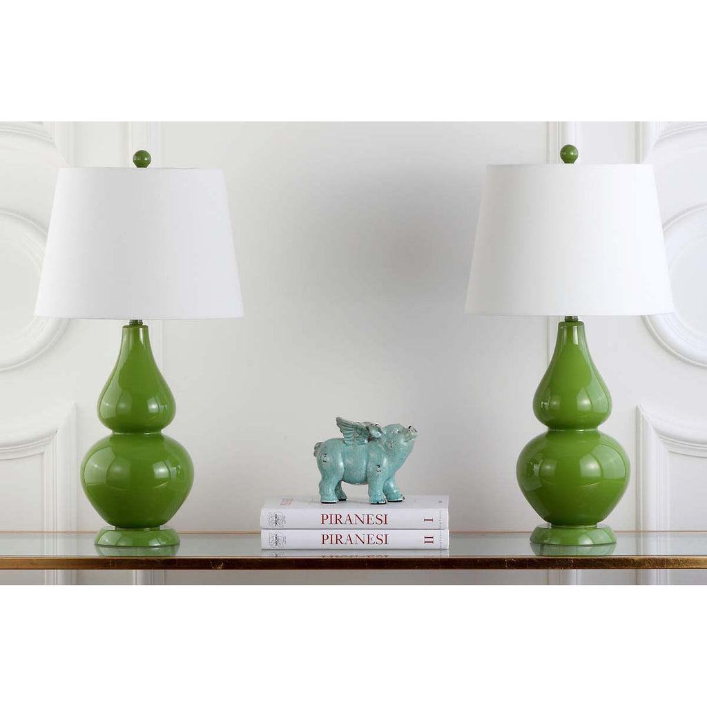 Safavieh Cybil 26 Inch H Double Gourd Lamp - Green (Set of 2)