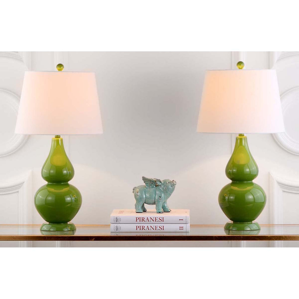 Safavieh Cybil 26 Inch H Double Gourd Lamp - Green (Set of 2)