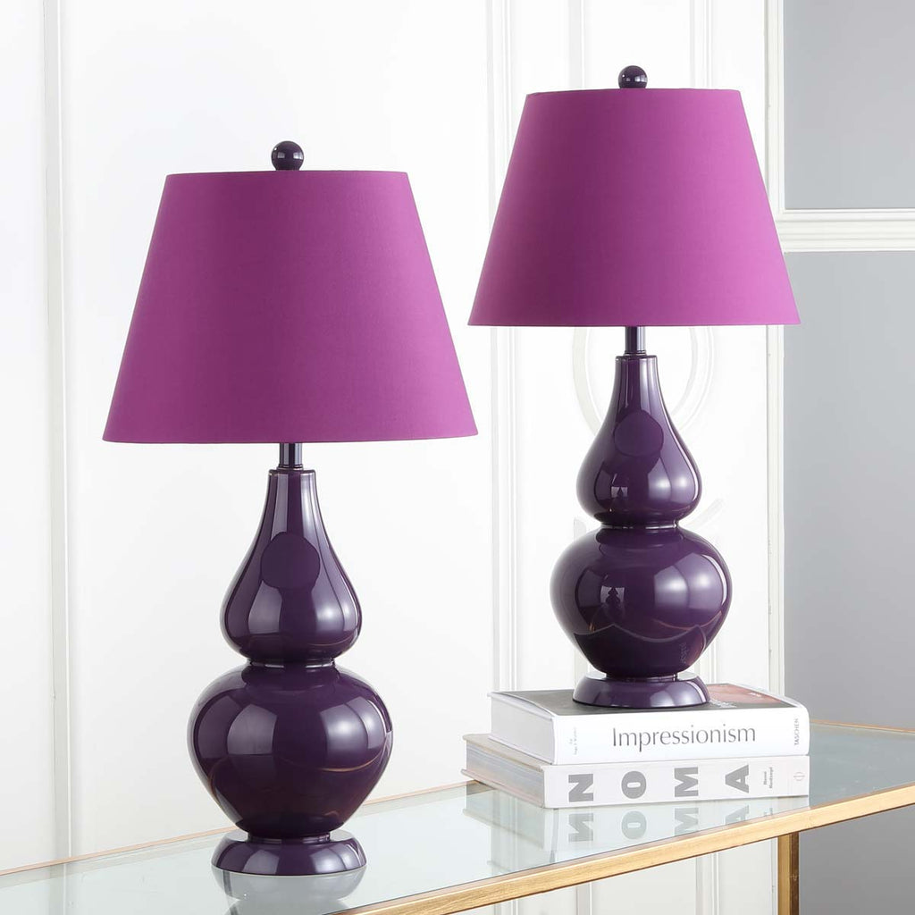 Safavieh Cybil 26 Inch H Double Gourd Lamp - Dark Purple (Set of 2)