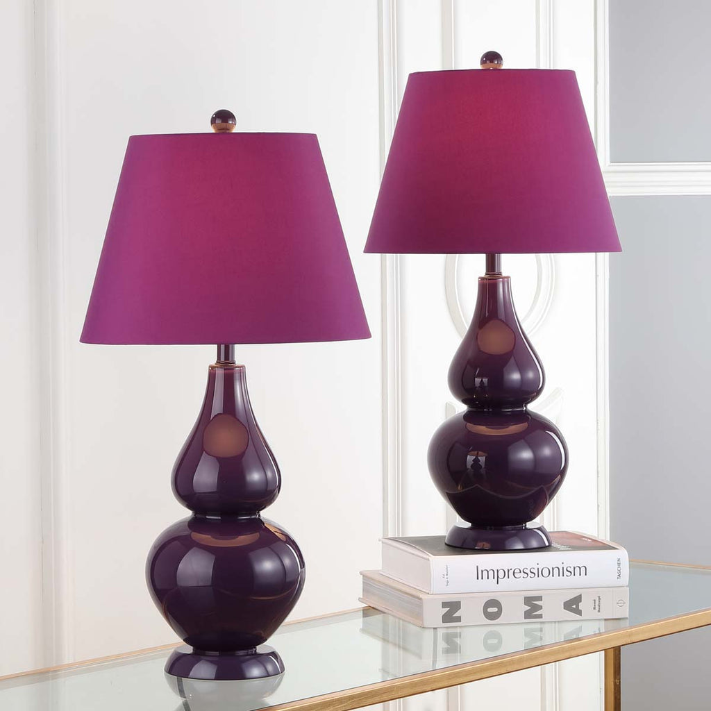 Safavieh Cybil 26 Inch H Double Gourd Lamp - Dark Purple (Set of 2)