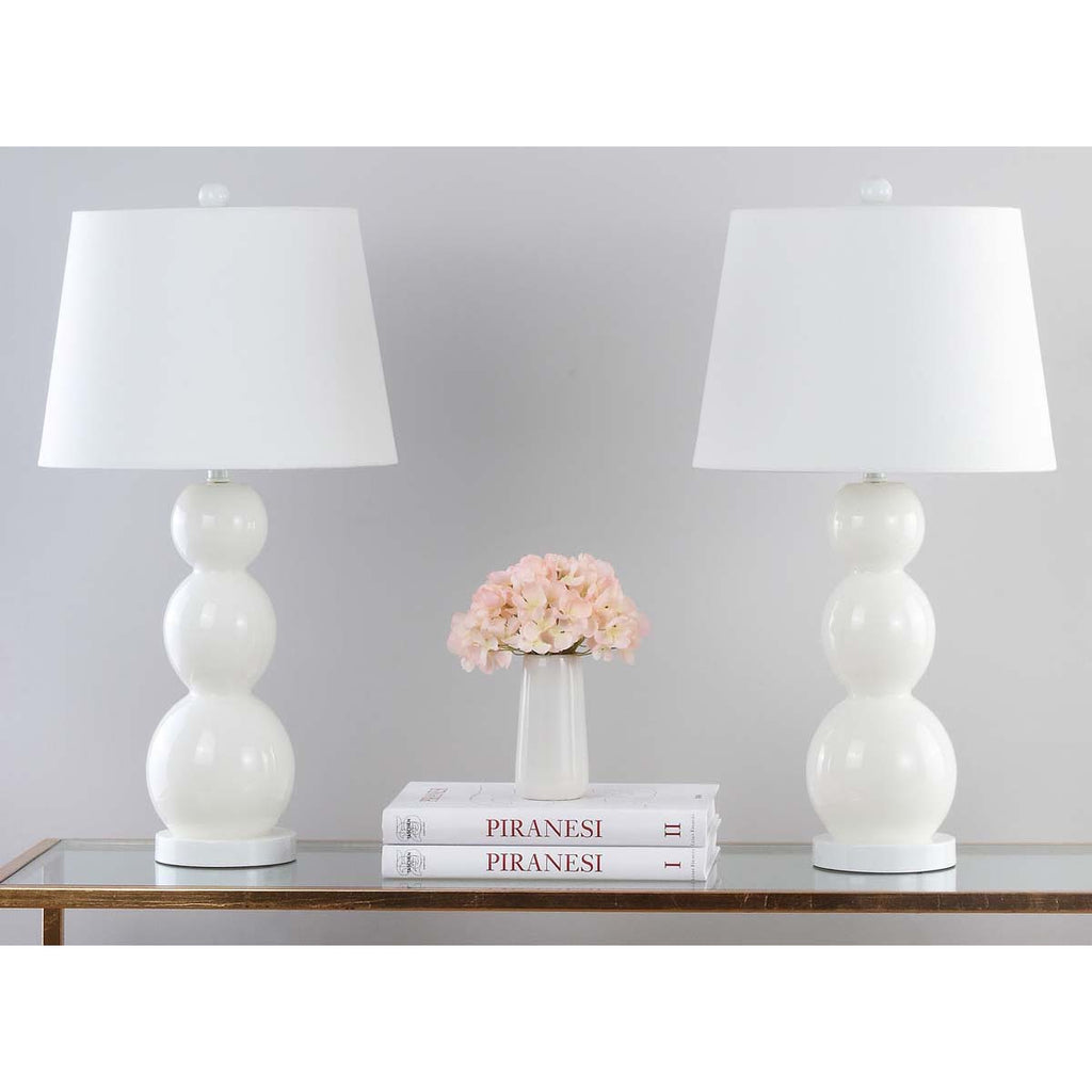 Safavieh Jayne 26.5 Inch H Three Sphere Glass Lamp-White (Set of 2)