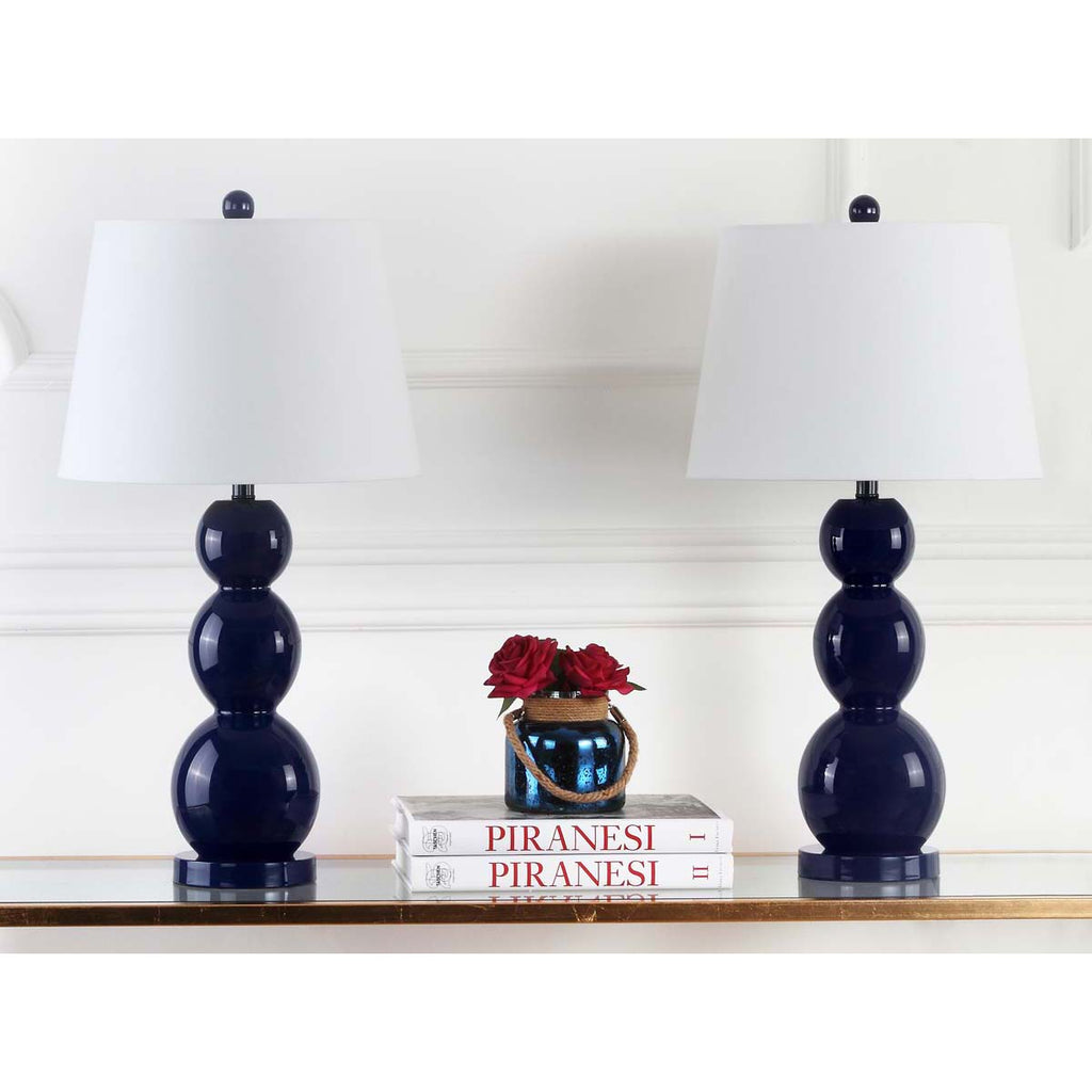 Safavieh Jayne 26.5 Inch H Three Sphere Glass Lamp-Navy (Set of 2)