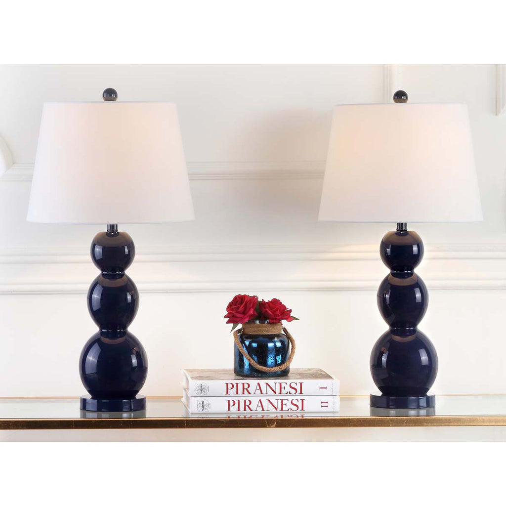 Safavieh Jayne 26.5 Inch H Three Sphere Glass Lamp-Navy (Set of 2)