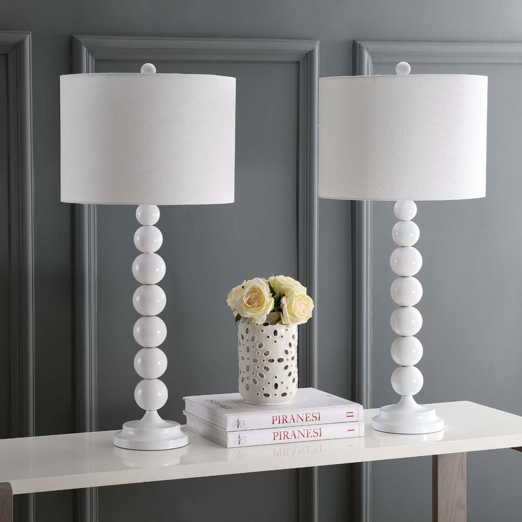 Safavieh Jenna 31.5 Inch H Stacked Ball Lamp - White (Set of 2)