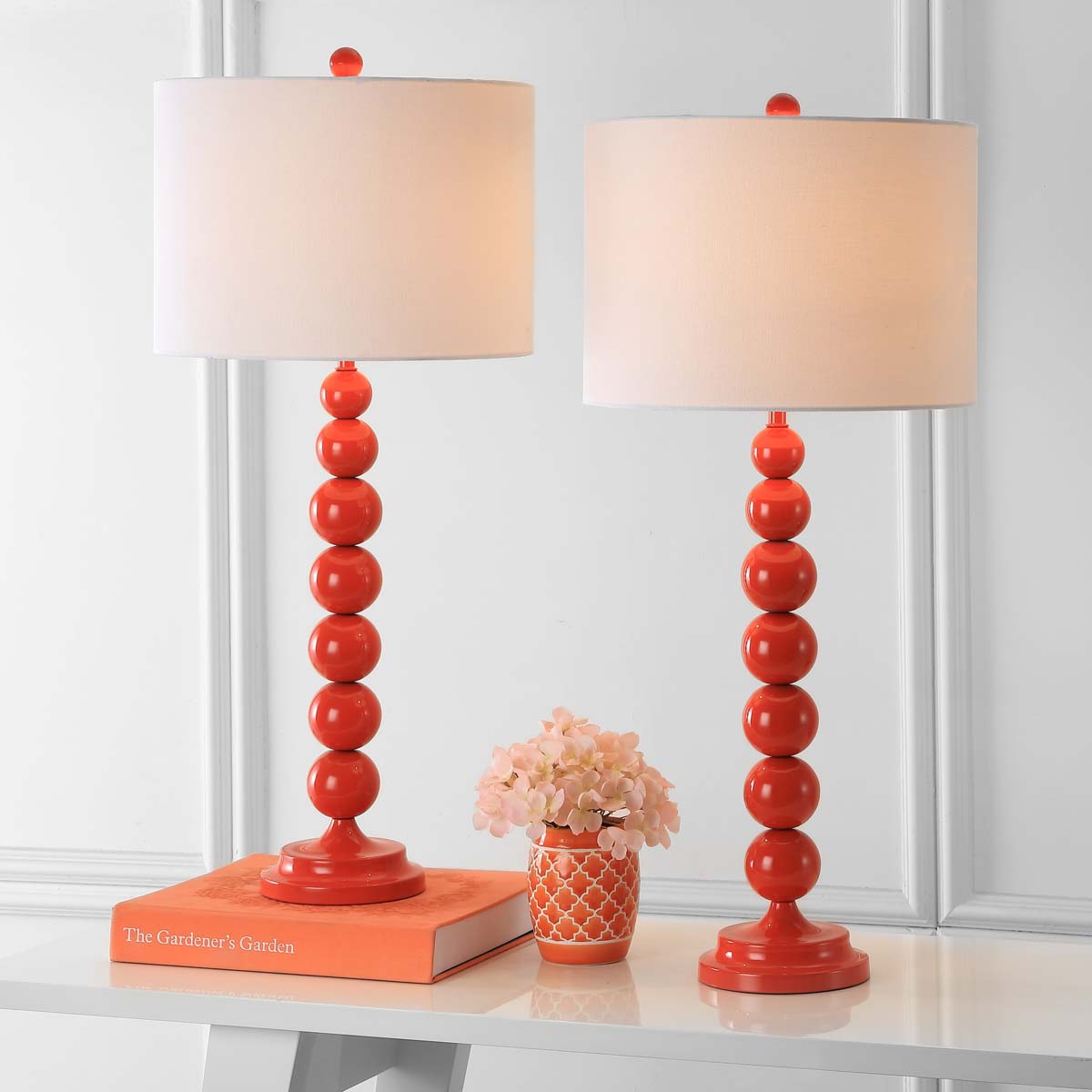 Safavieh Jenna Blood Orange Stacked Ball Lamp Set of 2