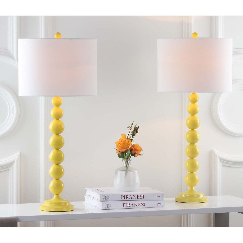 Safavieh Jenna 31.5 Inch H Stacked Ball Lamp - Yellow (Set of 2)