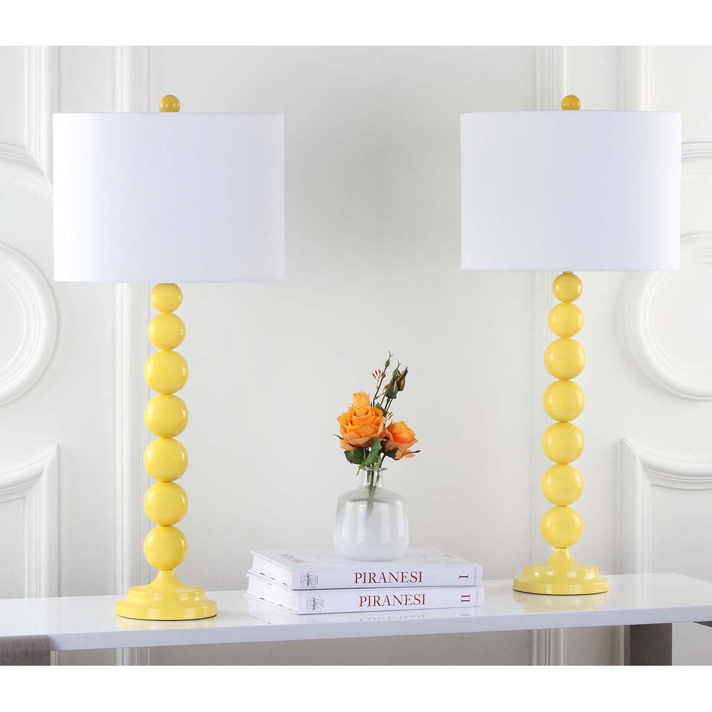 Safavieh Jenna 31.5 Inch H Stacked Ball Lamp - Yellow (Set of 2)