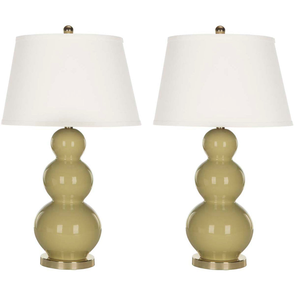 Safavieh Pamela 28 Inch H Triple Gourd Ceramic Lamp-Taupe (Set of 2)