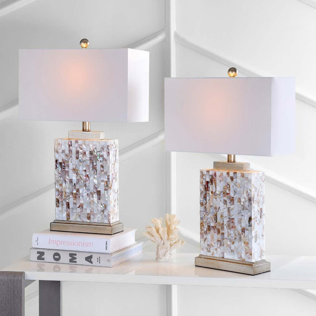 Safavieh Tory 24.5 Inch H Shell Table Lamp-Cream (Set of 2)