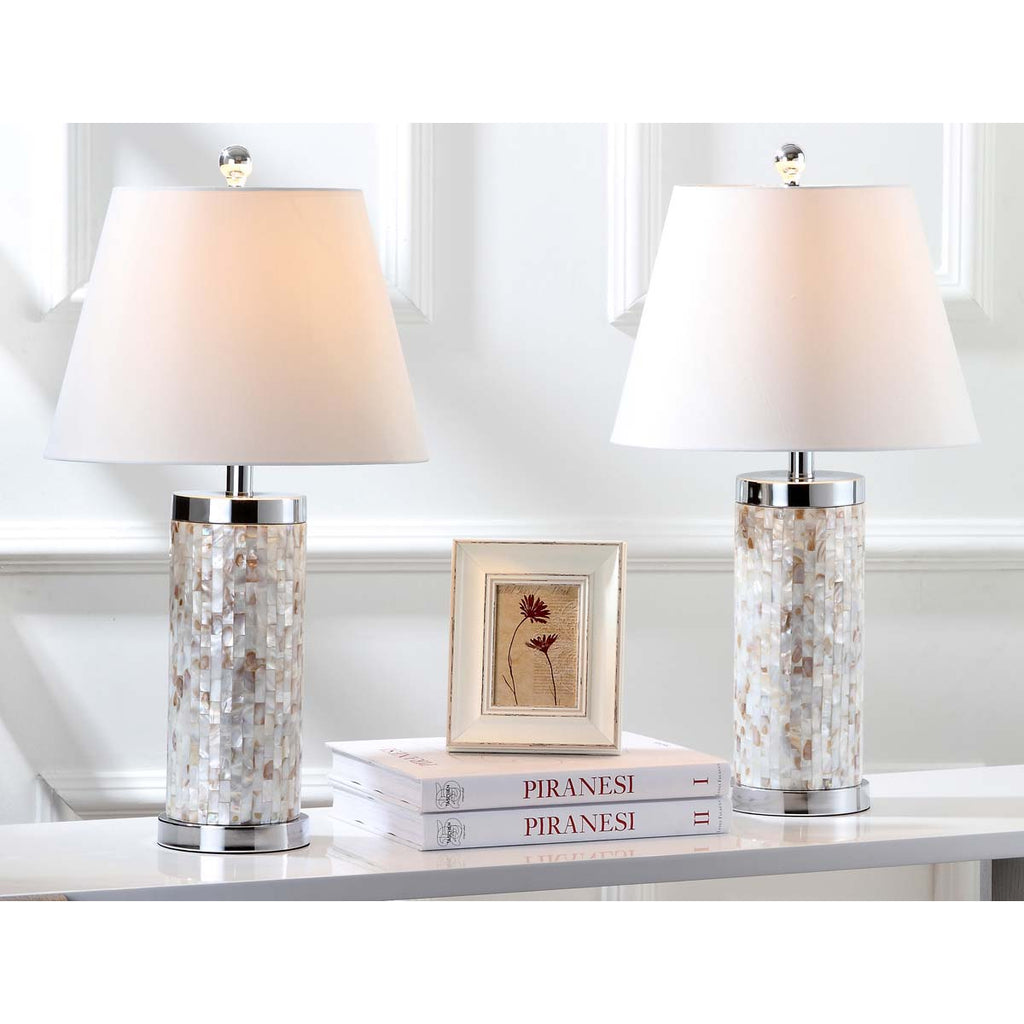 Safavieh Diana 25 Inch H Shell Table Lamp-Cream (Set of 2)