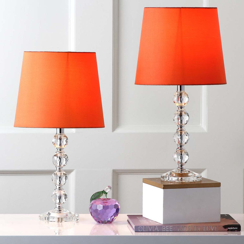 Safavieh Nola 16 Inch H Stacked Crystal Ball Lamp - Clear / Orange (Set of 2)