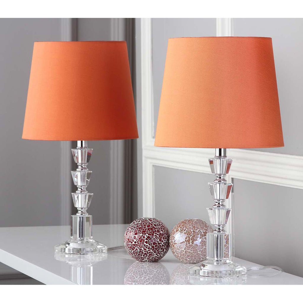 Safavieh Harlow 16 Inch H Tiered Crystal Dark Grey Lamp - Clear / Orange (Set of 2)