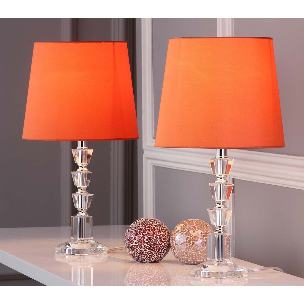 Safavieh Harlow 16 Inch H Tiered Crystal Dark Grey Lamp - Clear / Orange (Set of 2)