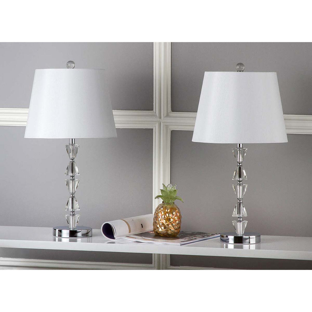 Safavieh Deco 24.5 Inch H Prisms Crystal Lamp - Clear / White (Set of 2)