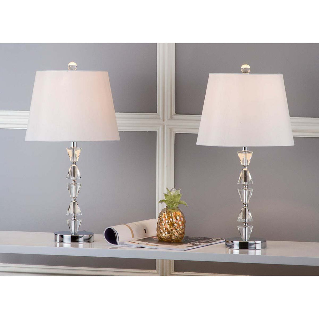 Safavieh Deco 24.5 Inch H Prisms Crystal Lamp - Clear / White (Set of 2)