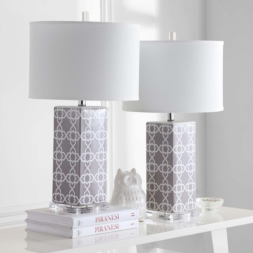 Safavieh Quatrefoil 27 Inch H Table Lamp-Grey (Set of 2)