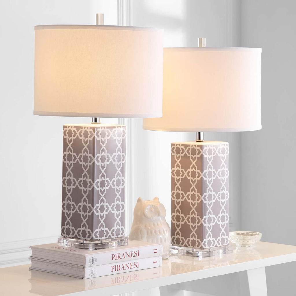 Safavieh Quatrefoil 27 Inch H Table Lamp-Grey (Set of 2)