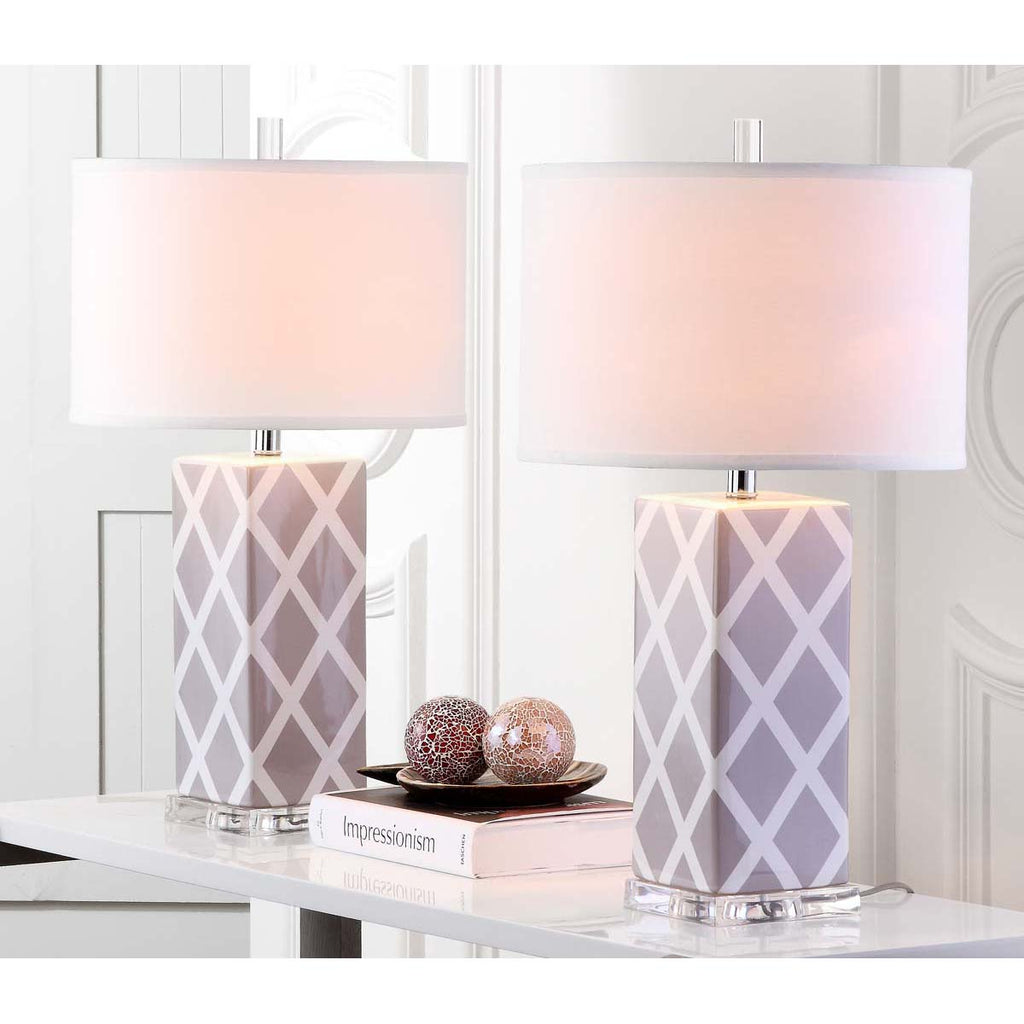 Safavieh Garden 27 Inch H Lattice Table Lamp-Grey (Set of 2)