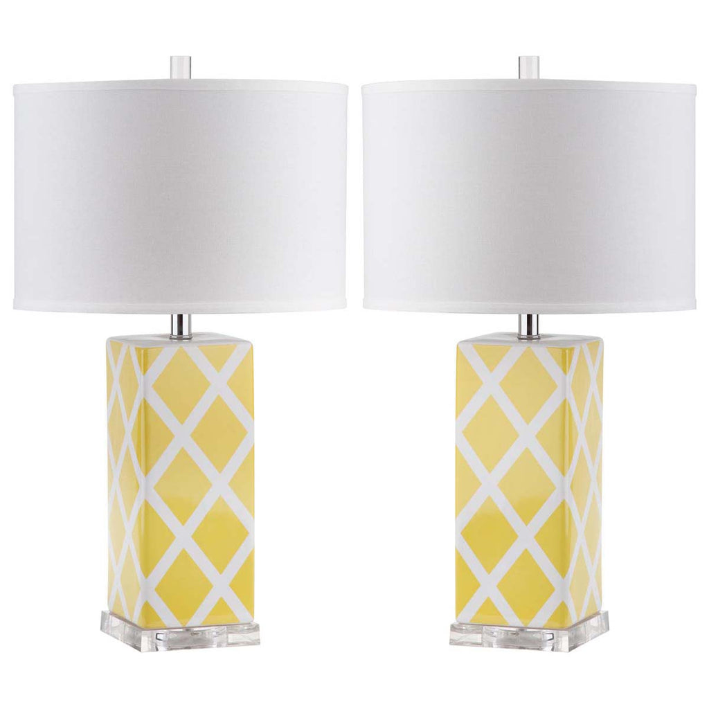 Safavieh Garden 27 Inch H Lattice Table Lamp-Yellow (Set of 2)