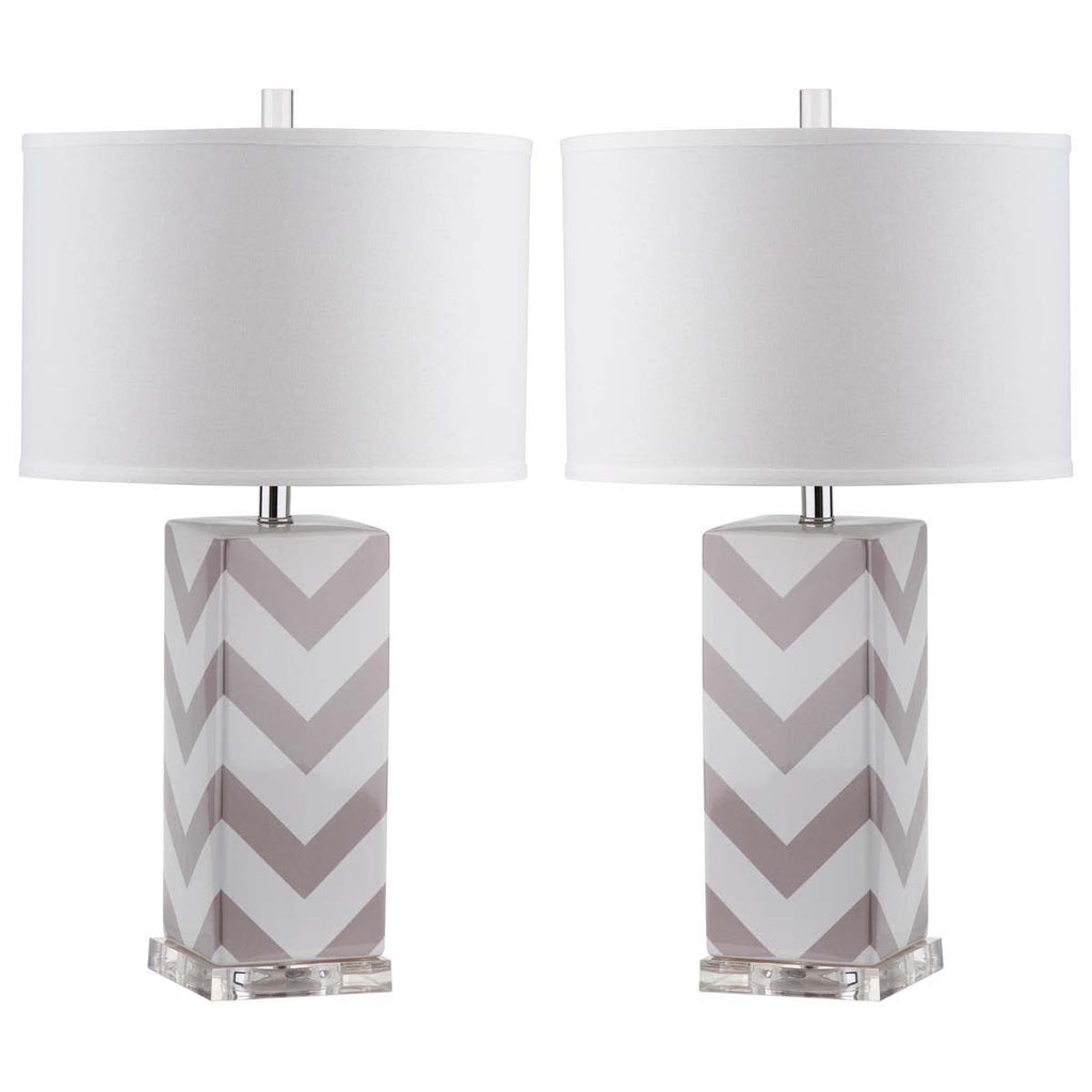 Safavieh Chevron 27 Inch H Stripe Table Lamp-Grey (Set of 2)