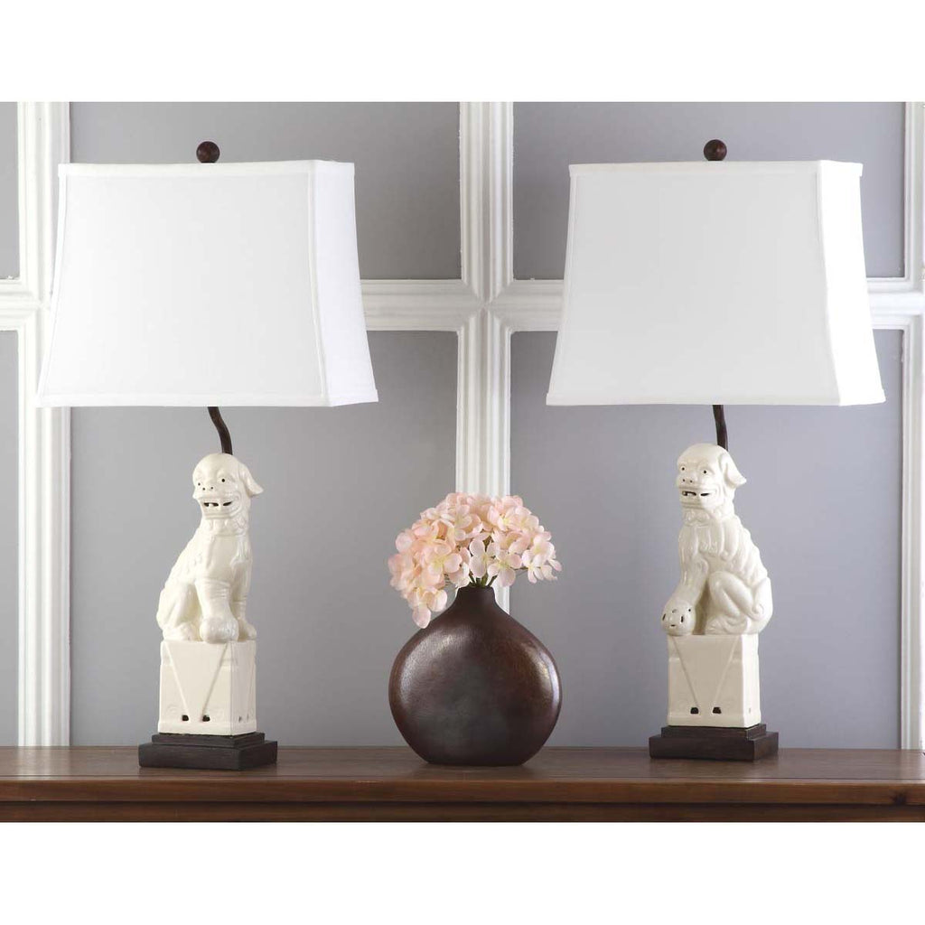 Safavieh Foo 28.5 Inch H Dog Table Lamp - Creme (Set of 2)