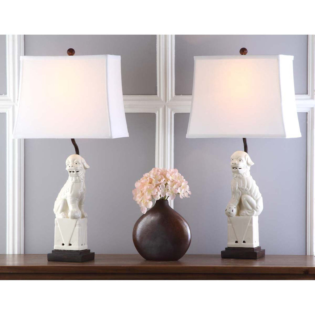 Safavieh Foo 28.5 Inch H Dog Table Lamp - Creme (Set of 2)