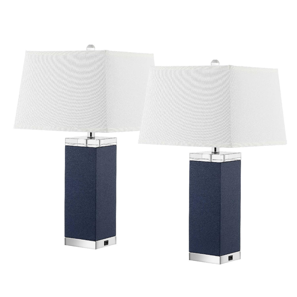 Safavieh Deco Leather Lamp - Navy (Set of 2)