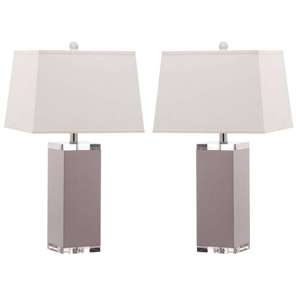 Safavieh Deco 27 Inch H Leather Table Lamp-Grey (Set of 2)