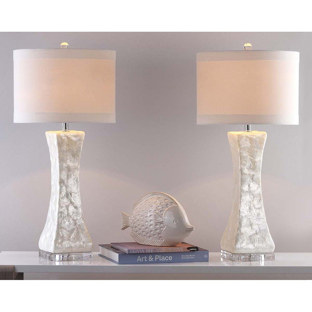 Safavieh Shelley 30 Inch H Concave Table Lamp-White (Set of 2)