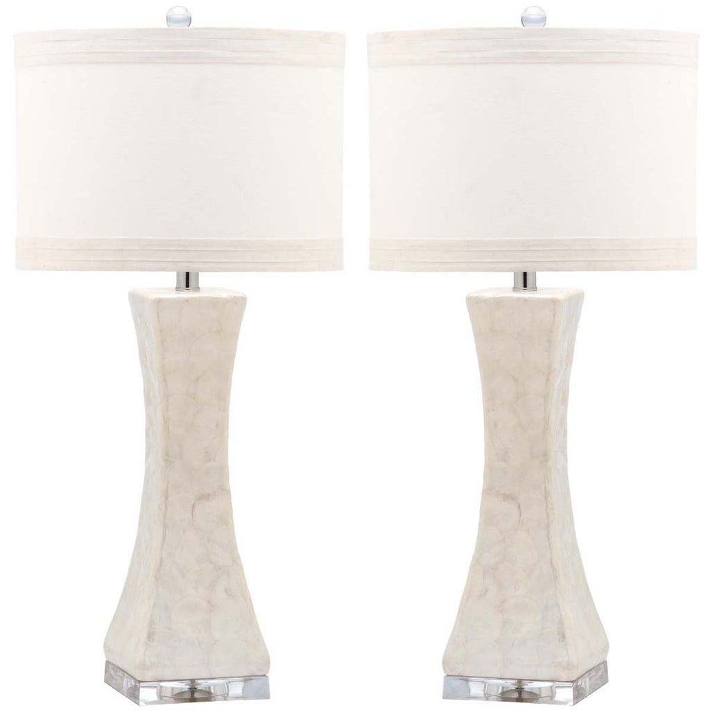 Safavieh Shelley 30 Inch H Concave Table Lamp-White (Set of 2)