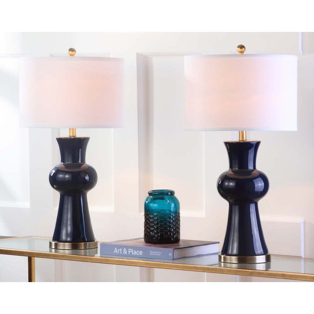 Safavieh Lola 30 Inch H Column Lamp-Navy (Set of 2)