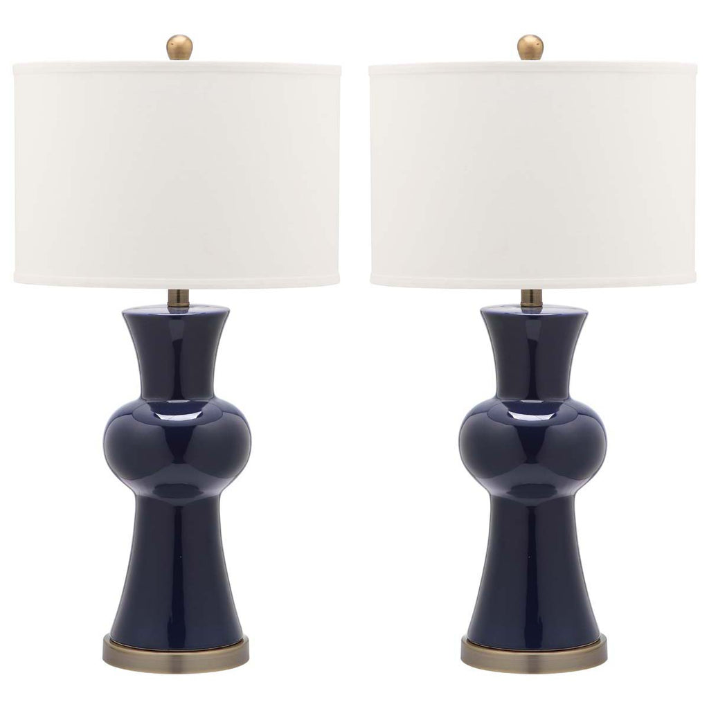 Safavieh Lola 30 Inch H Column Lamp-Navy (Set of 2)