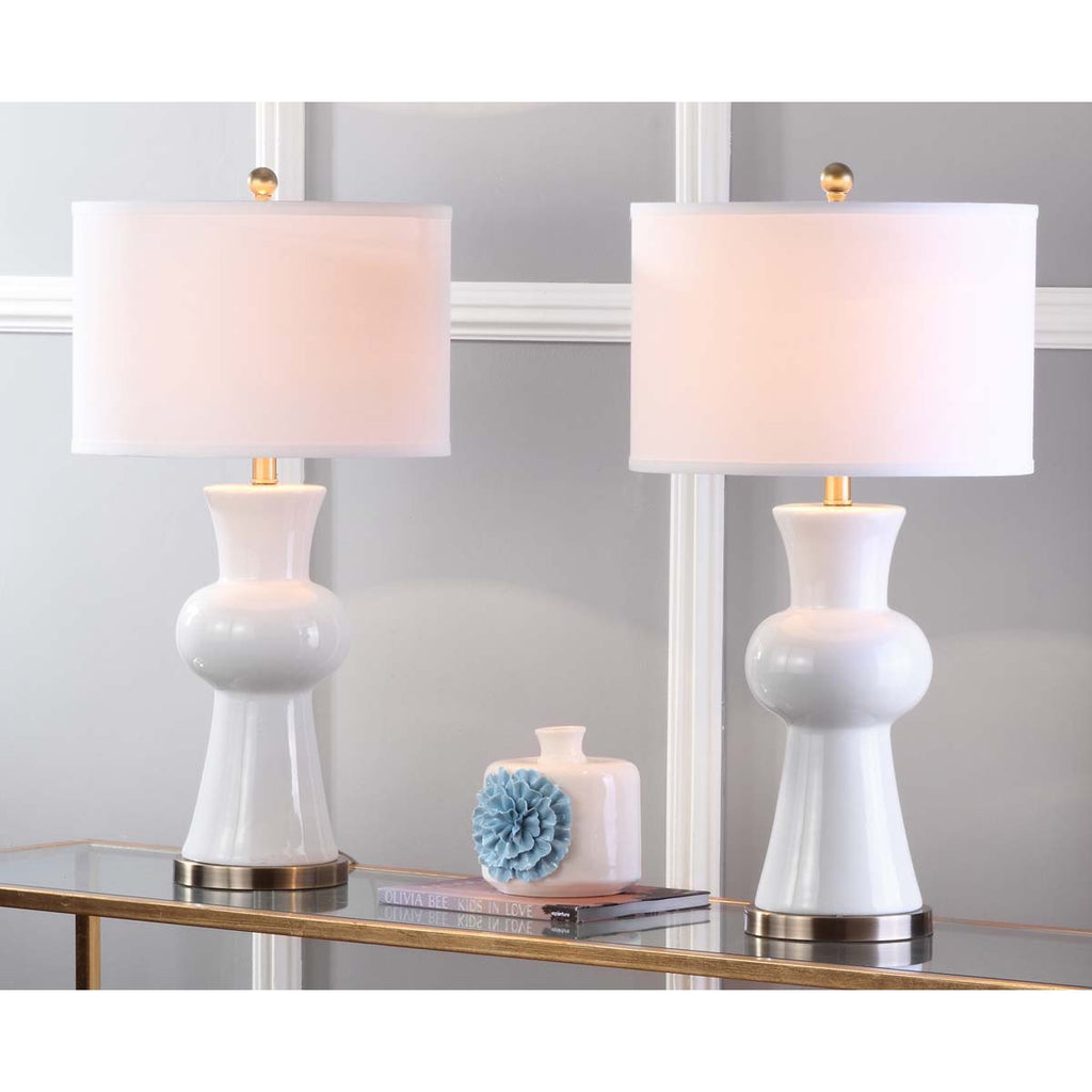 Safavieh Lola 30 Inch H Column Lamp-White (Set of 2)