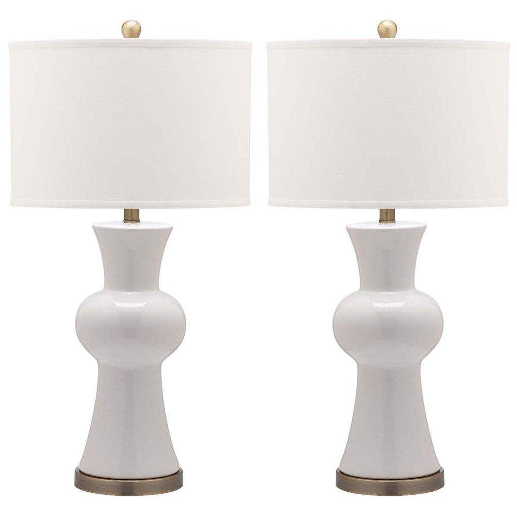 Safavieh Lola 30 Inch H Column Lamp-White (Set of 2)