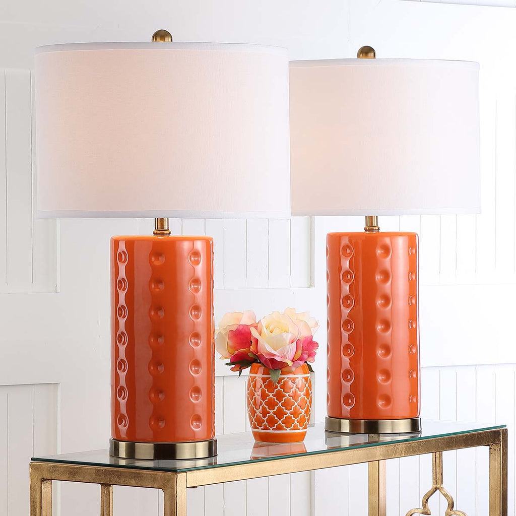 Safavieh Roxanne 26 Inch H Table Lamp-Orange (Set of 2)