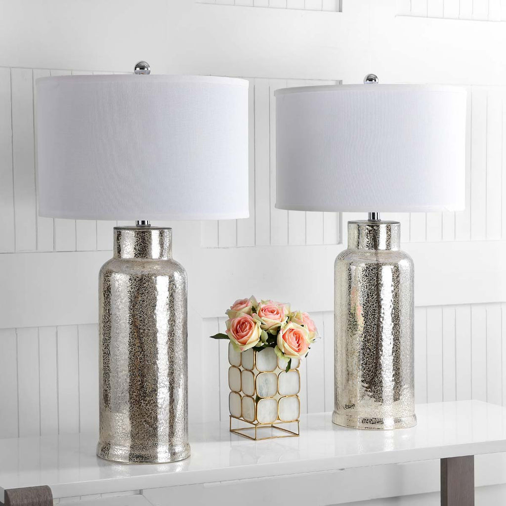 Safavieh Bottle 29 Inch H Glass Table Lamp-Ivory/Silver (Set of 2)