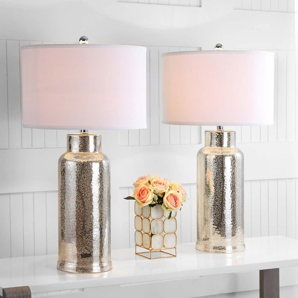 Safavieh Bottle 29 Inch H Glass Table Lamp-Ivory/Silver (Set of 2)