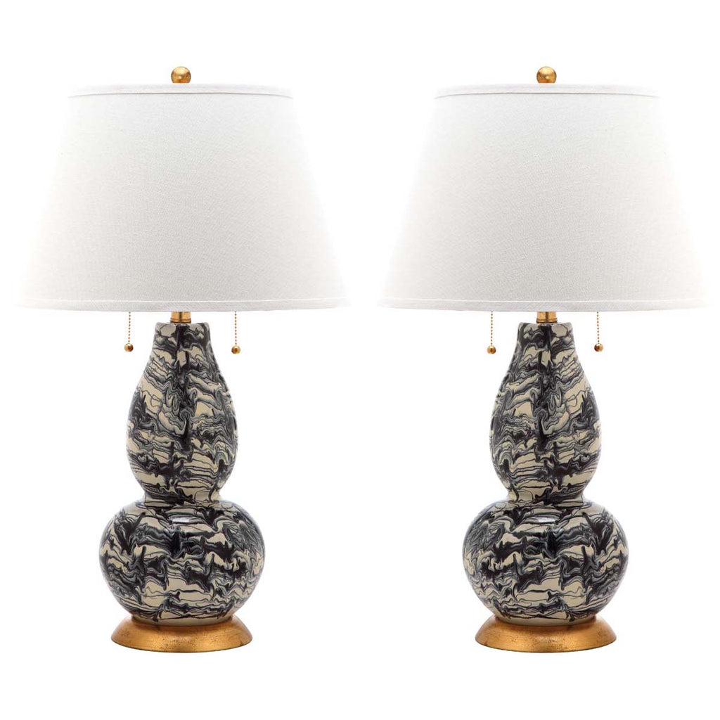 Safavieh Color Swirls 28 Inch H Glass Table Lamp-Black/White (Set of 2)